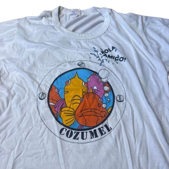 Vintage 80s Cozumel Mexico Scuba Vacation T Shirt Large - Picture 2 of 5